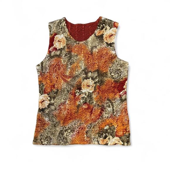 Reversible fairy grunge crinkle tank burt orange & floral womens size xs/small - Picture 1 of 6
